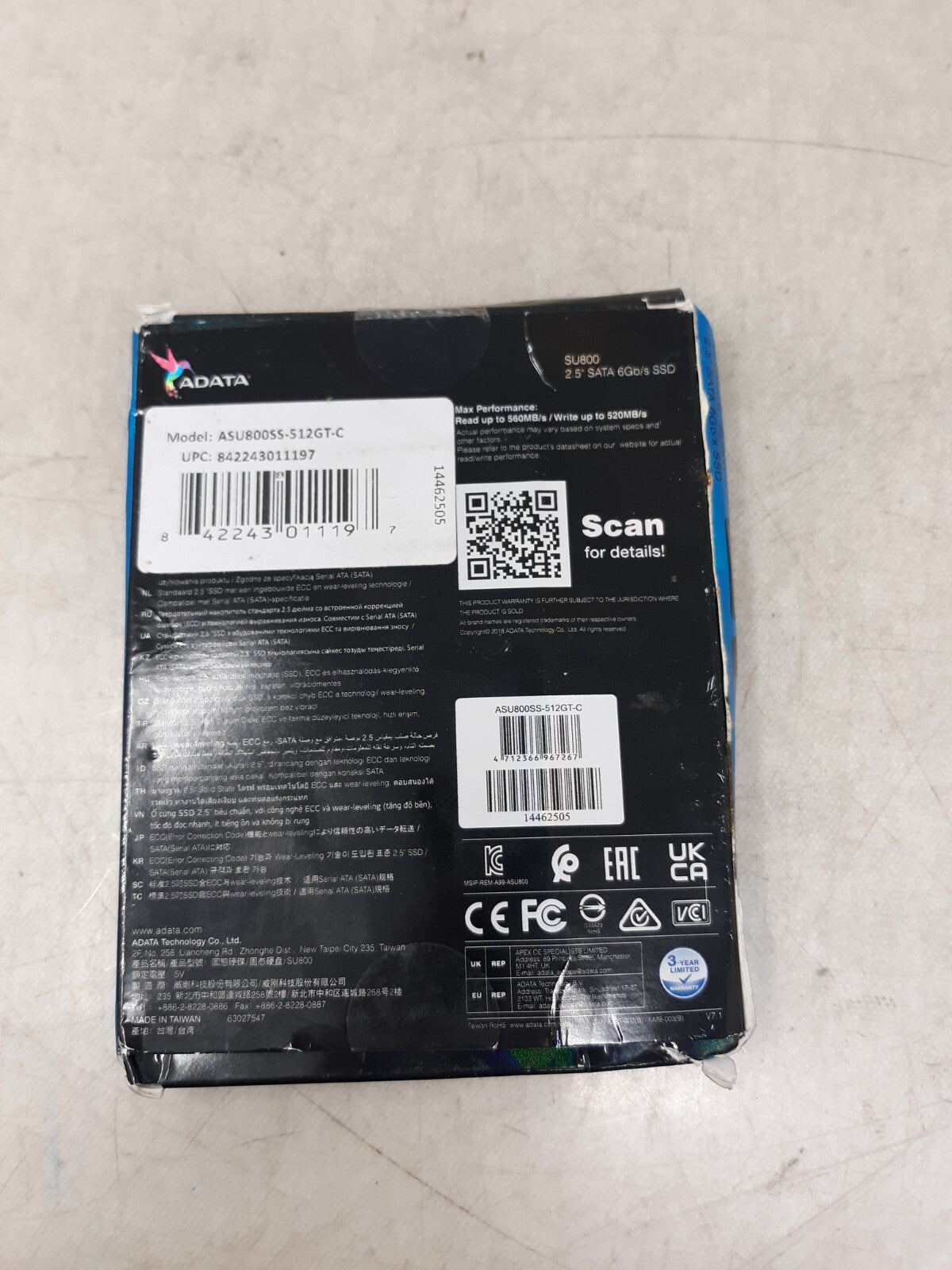 ADATA Ultimate SU800 512GB 2.5" SATA III Internal SSD (ASU800SS-512GT-C)