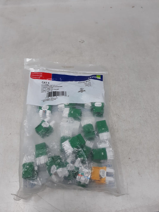 Leviton 61110-BV6 Extreme Cat 6 Jack Green (25 Pack) Jacks Inserts
