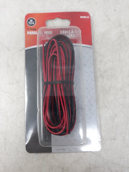 RoadPro RPCBH-25 22 Gauge Parallel Wire 25 ft Red/Black Stranded Copper