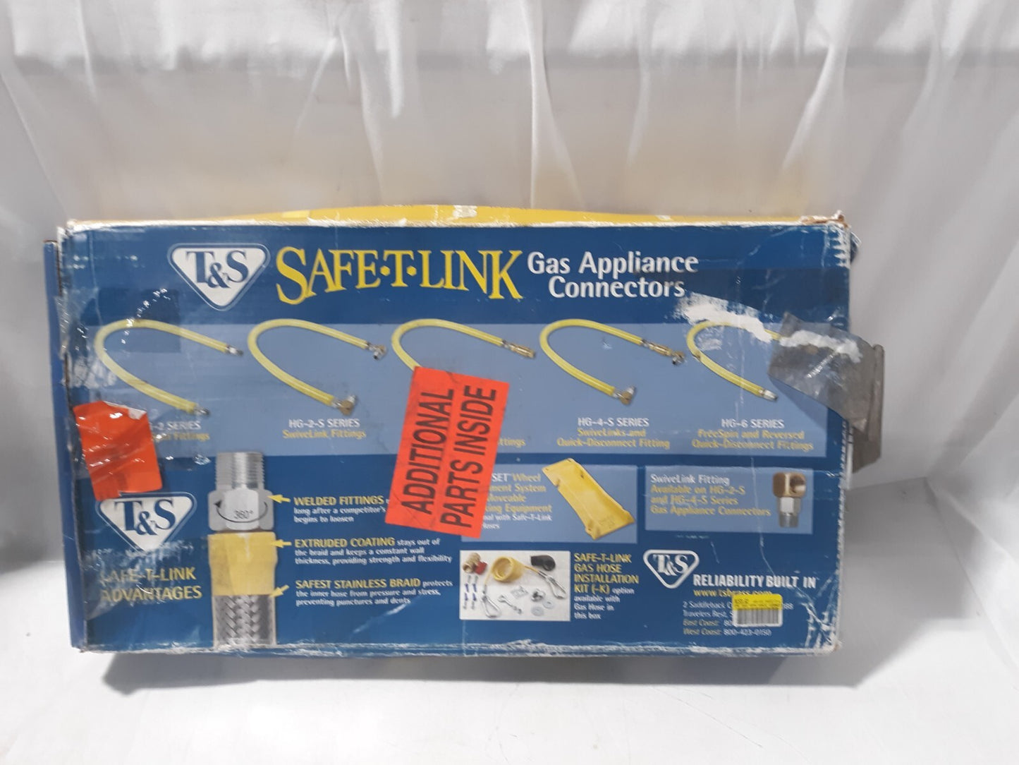 T&S BRASS 2 PIECE QUICK DISCONNECT GAS HOSE APPLIANCE CONNECTOR KIT HG-4D-48SK