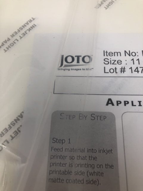 PAROPY INKJET LIGHT TRANSFER PAPER - Tablet Size 11"x17" PACKAGE (100 SHEETS)
