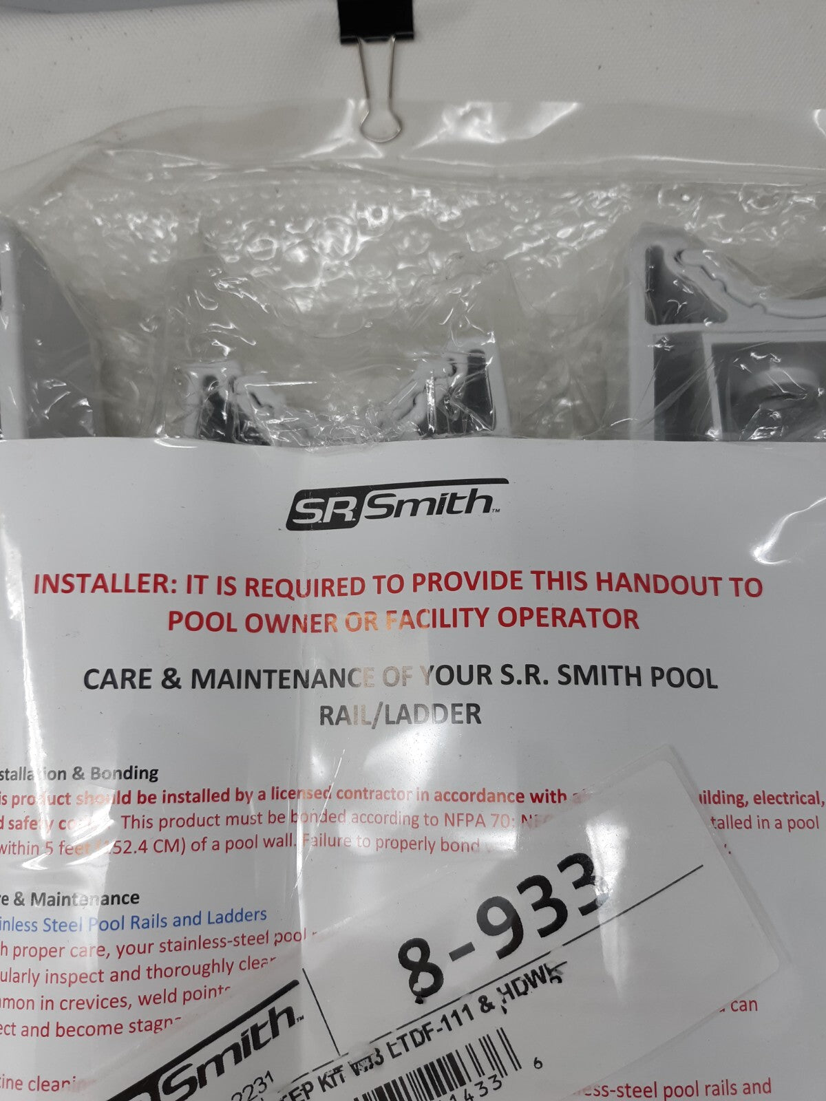 S.R. Smith 8-913e-vg 3 piece gray/grey step kit for pool ladder with hardware