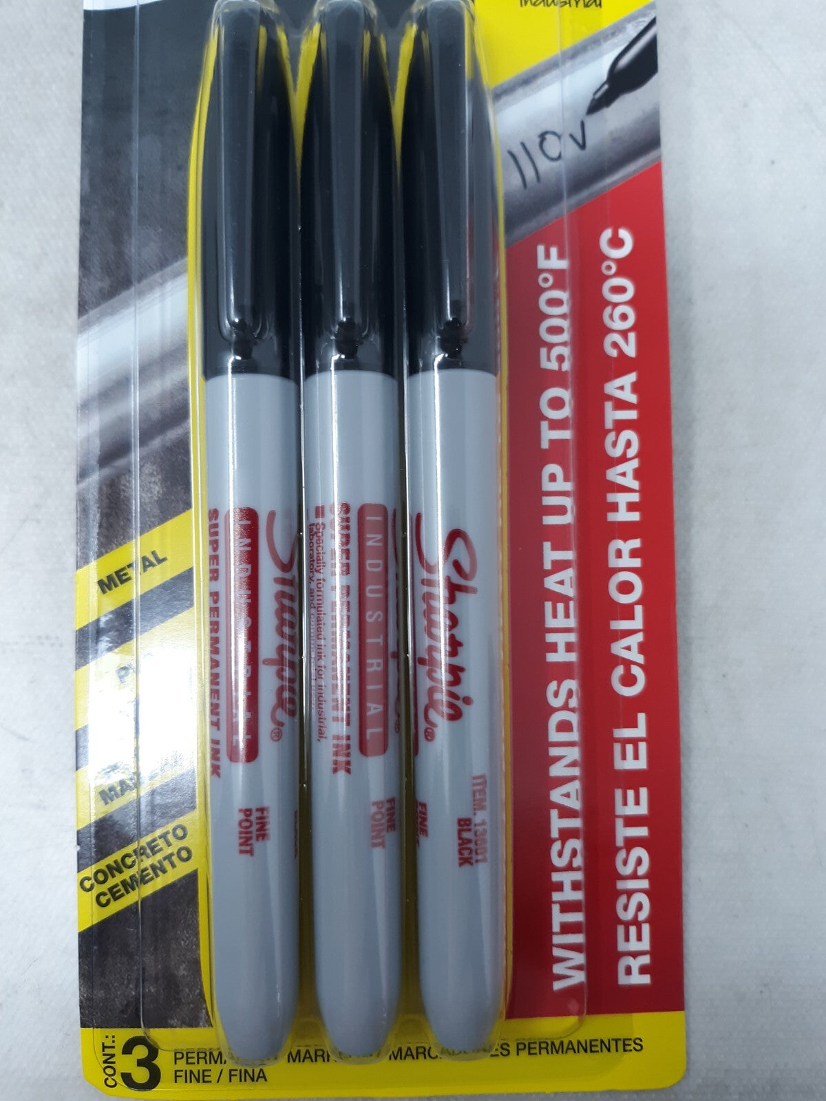 Sharpie 13763PP Industrial Fine tip Permanent Markers, Black - 2 Packs of 3