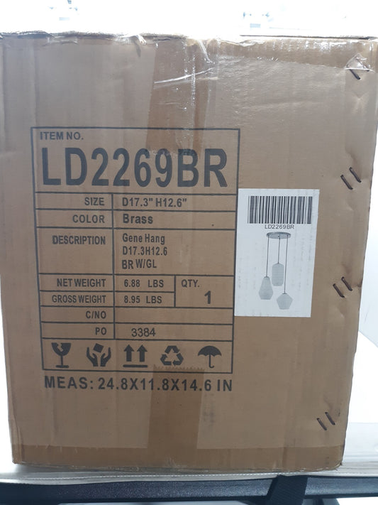 Living District LD2269BR 3-Light Pendant Chandelier Brass Finish