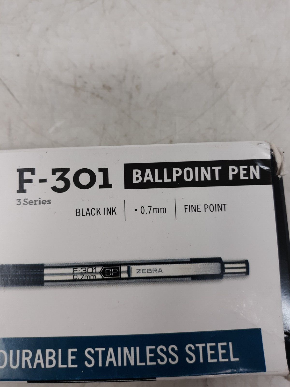 Zebra F-301 Ballpoint Stainless Steel (Black) 1 Count (Pack of 12), Black