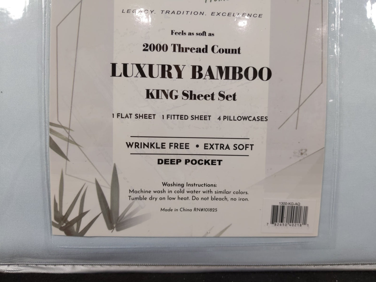 BIBB home 2000 COUNT 6-Piece Luxury Bamboo Sheet Set - KING - Light Blue