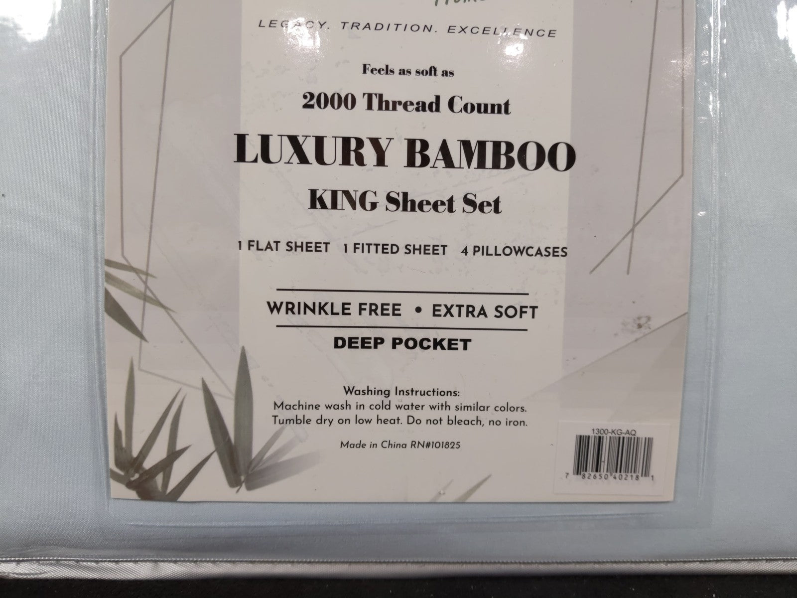 BIBB home 2000 COUNT 6-Piece Luxury Bamboo Sheet Set - KING - Light Blue