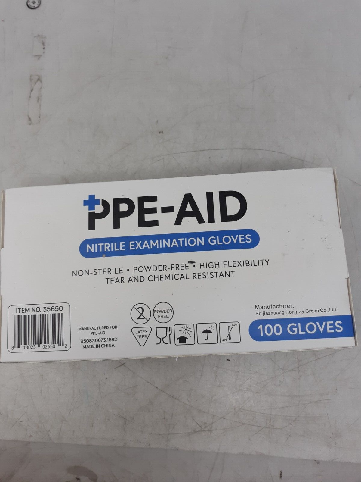 PPE-AID Nitrile Examination Gloves X-Large Powder-Free 100 Count