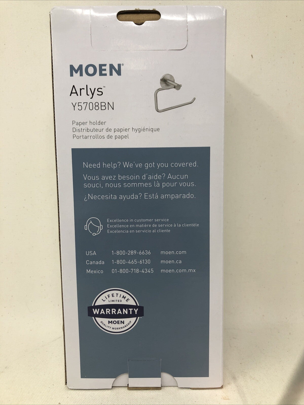 Moen Arlys Brushed Nickel Silver Toilet Paper Holder Y5708BN