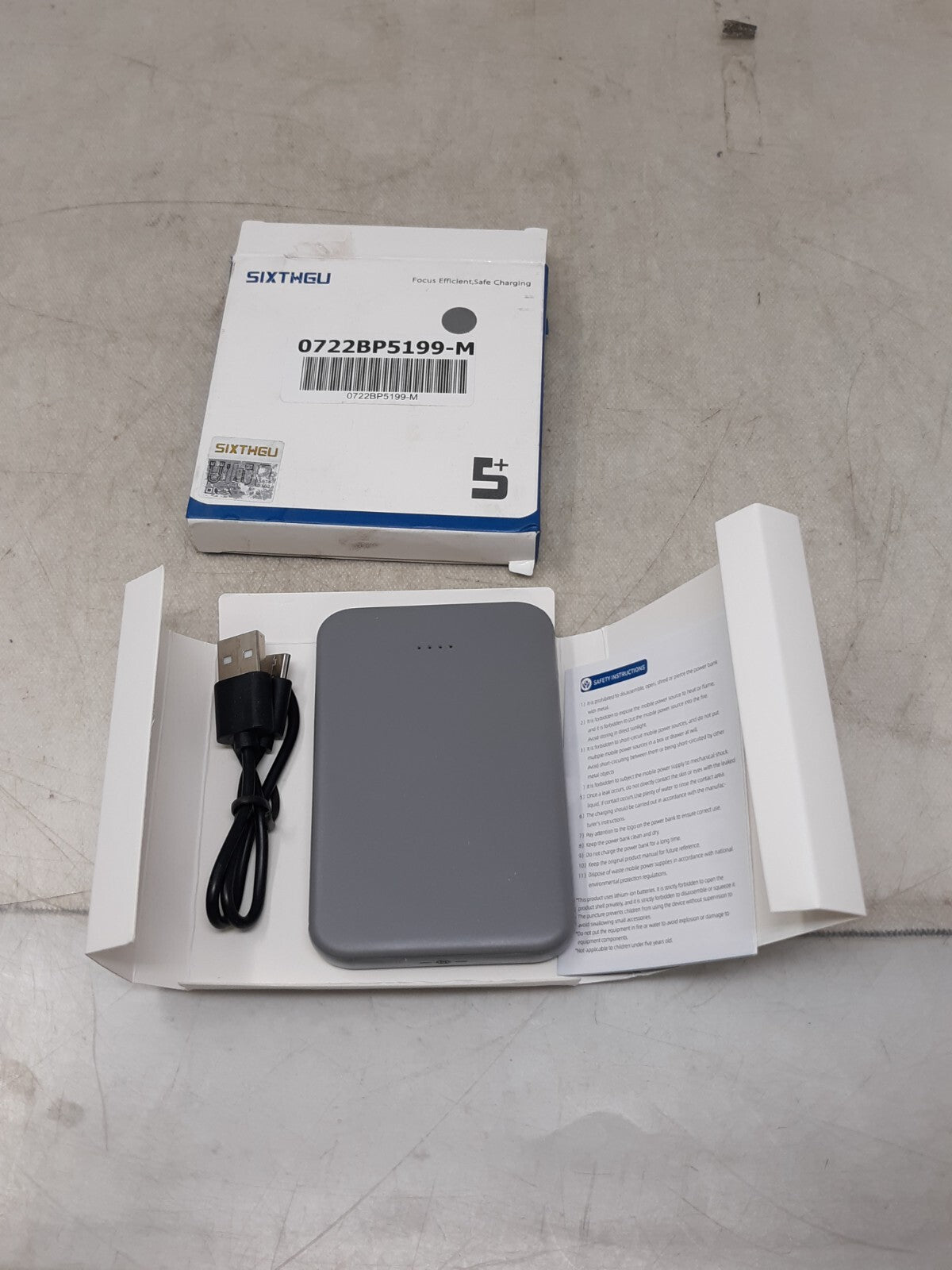 Sixthgu Mini Portable Charger Power Bank 5000mAh with LED Status Indicator Grey