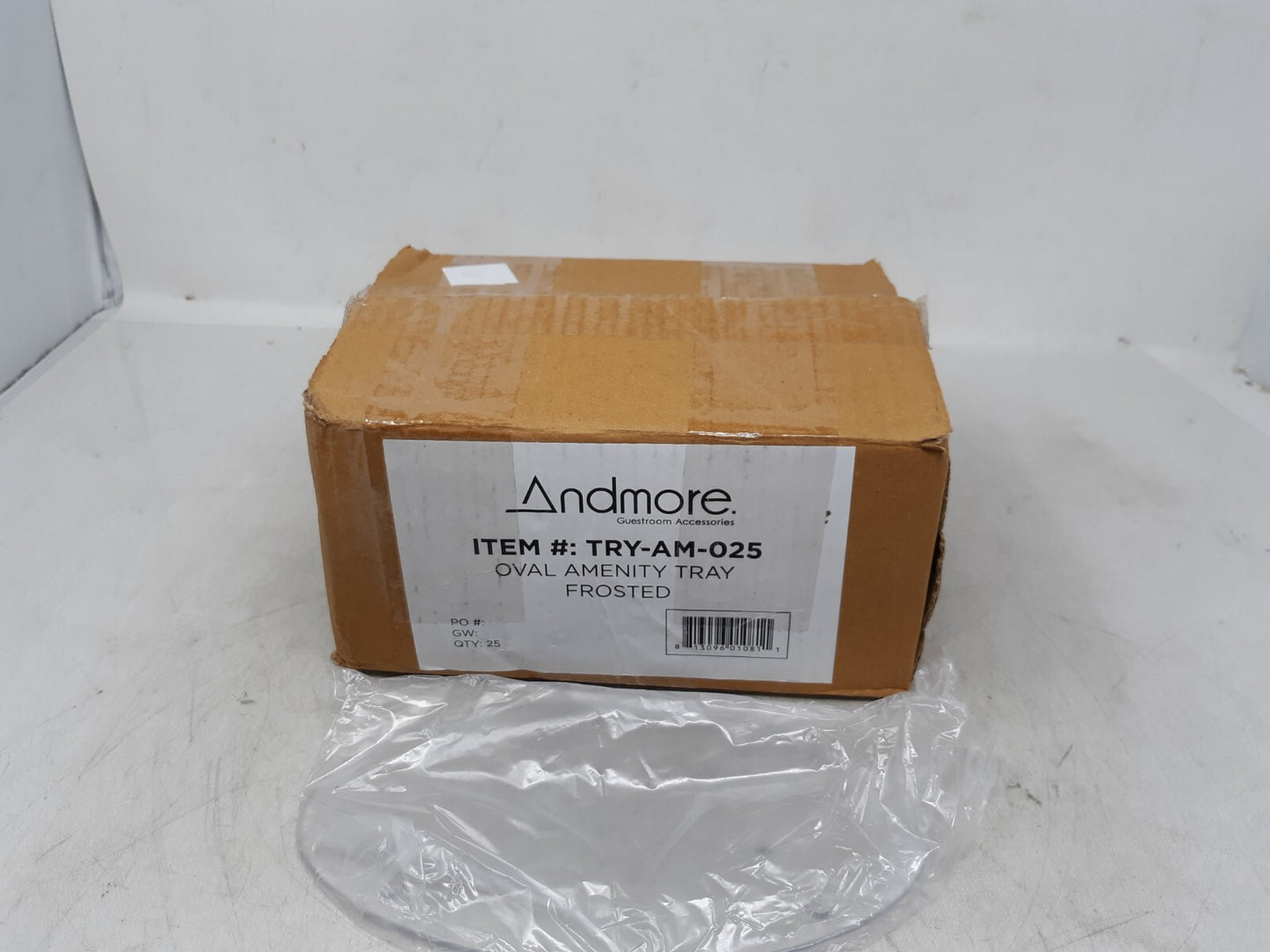 Andmore #TRY-AM-025 Frosted Amenity Tray, Oval, Case of 25