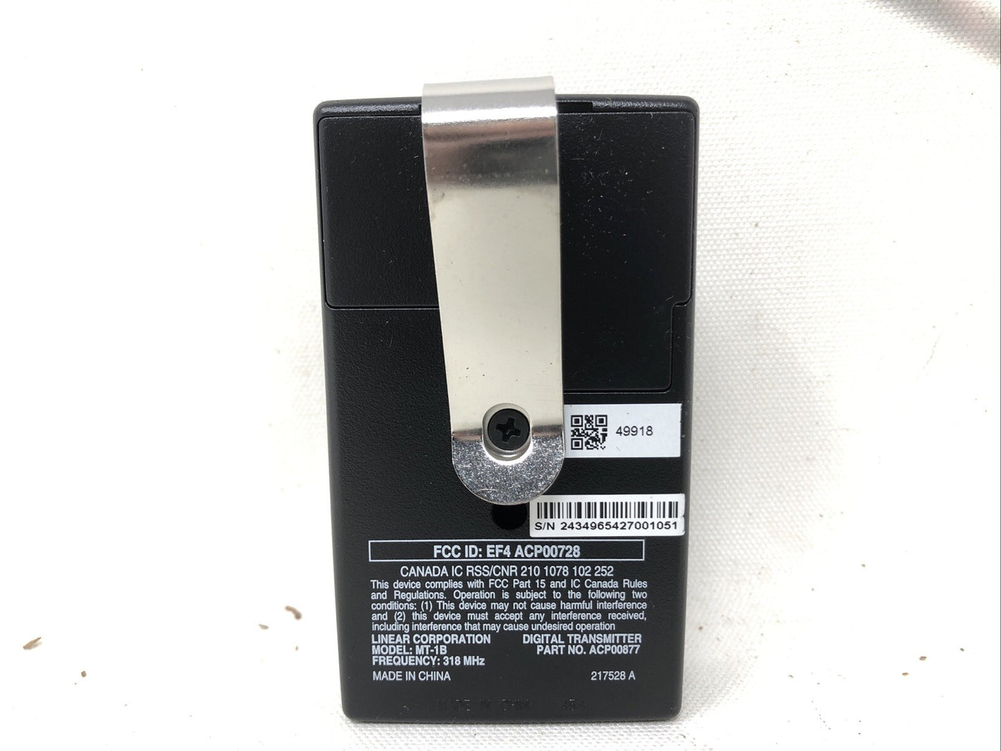 lINEAR MT-1B MEGACODE VISOR TRANSMITTER NEW WITH INSTRUCTIONS GATE  OPENER