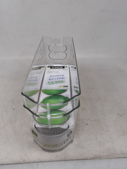 Set of 2 Smart Design Stackable Clear Refrigerator Storage Bin 5" x 5" x 16"