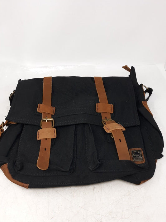 Sechunk Vintage Military-Style Canvas Messenger Bag - Black