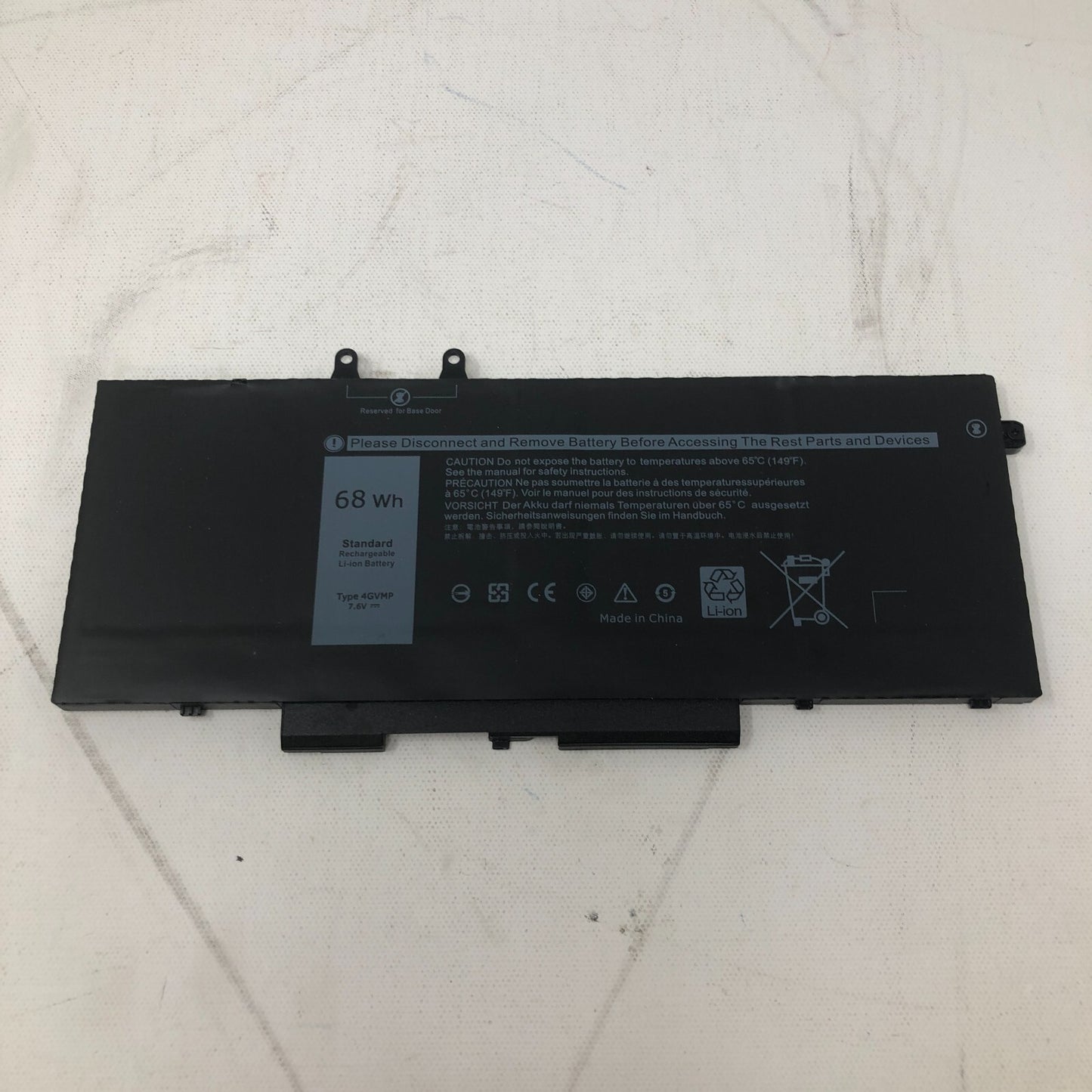 Replacement Laptop Battery: 68 Wh Standard Rechargeable Li-ion Battery