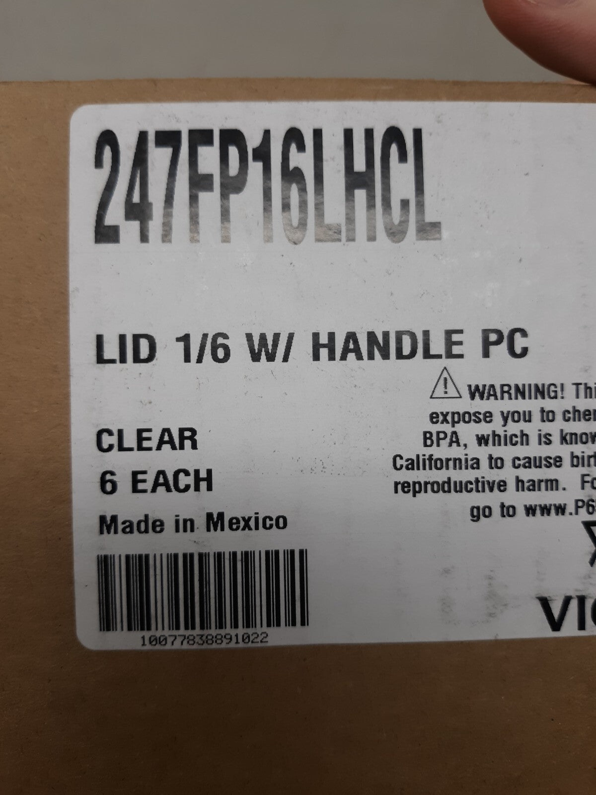 6-Pack Vigor 1/2 Size Clear Polycarbonate Flat Food Pan Lid