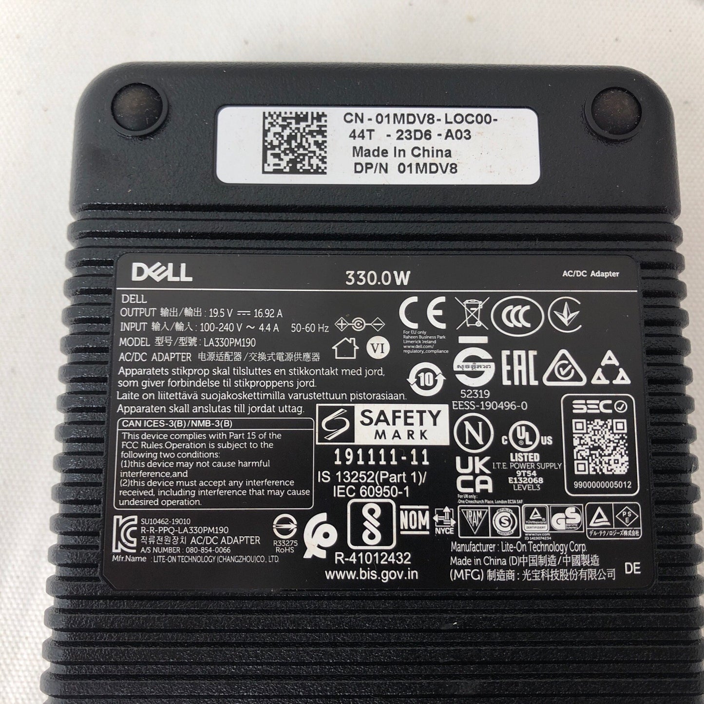 NEW Original Dell 19.5V 16.92A LA330PM190 01MDV8 Adapter Laptop 330.0W