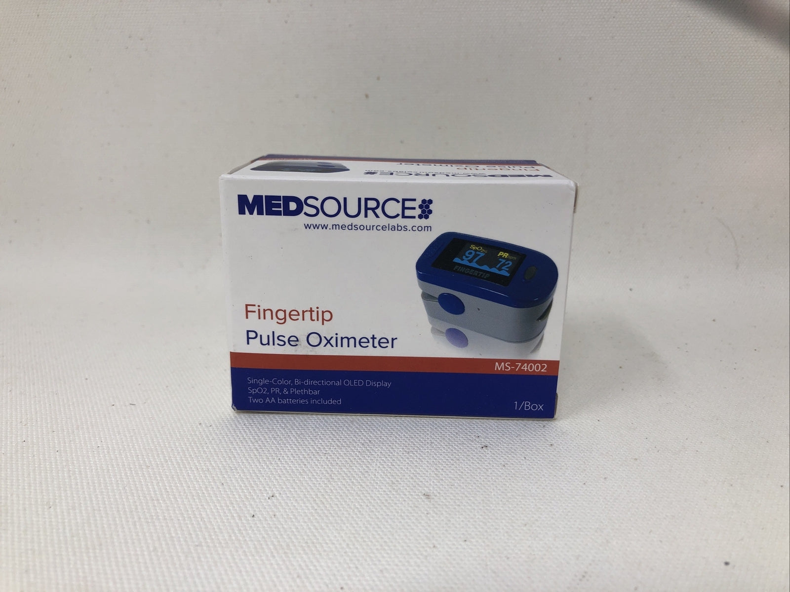 NEW MEDSOURCE Fingertip Pulse Oximeter Fingertip, Blue OLED Display - MS-74002