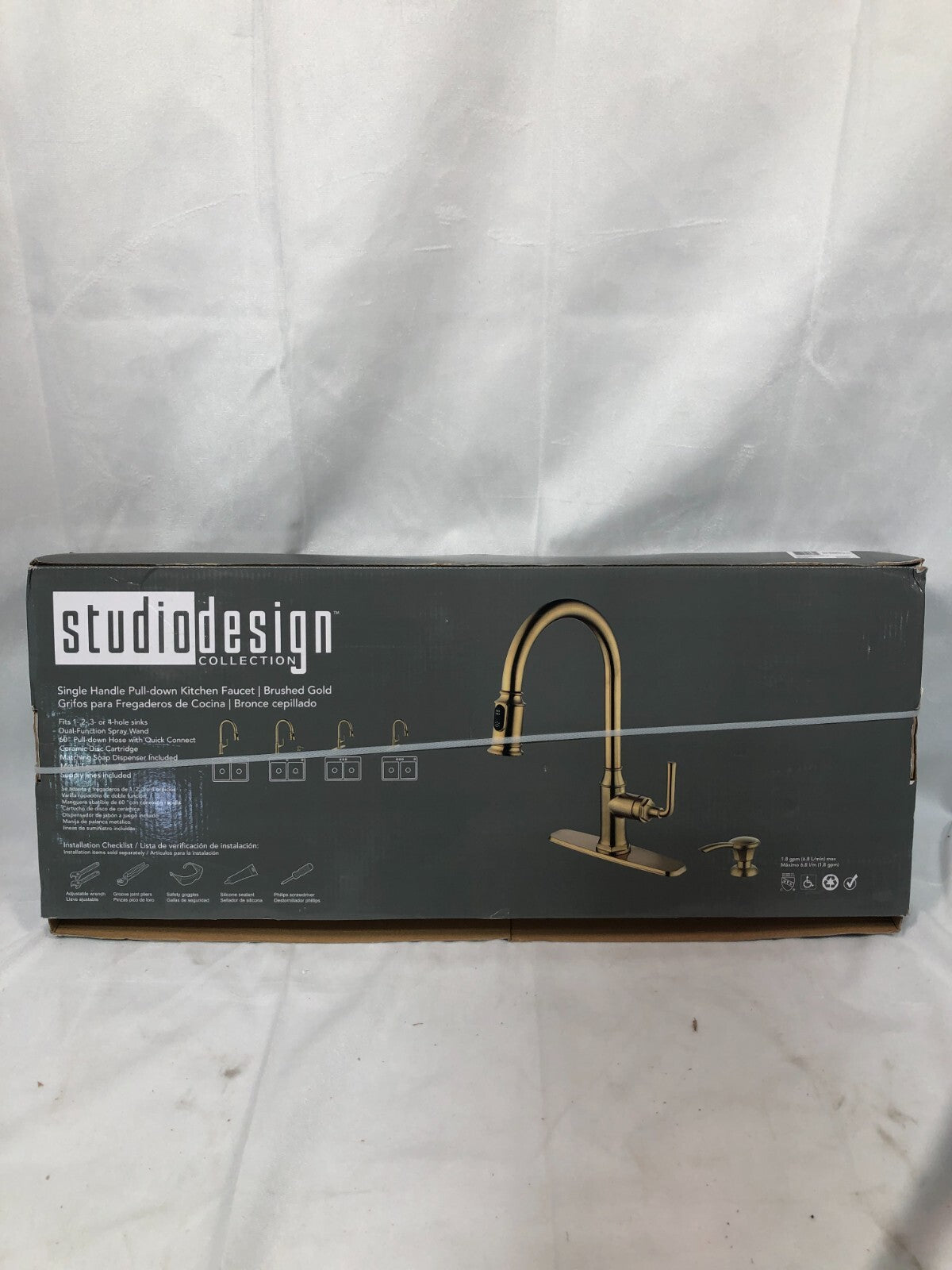 Studio Design Collection Tano Kitchen Faucet ~ Single-Handle Pull-Down, Gold