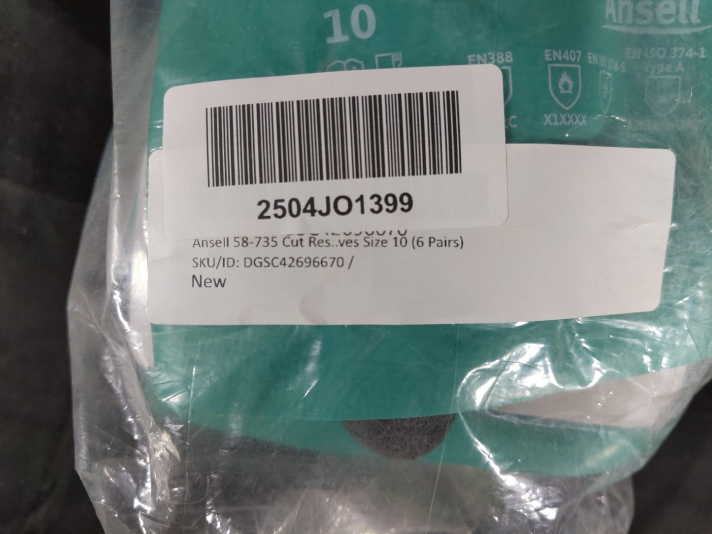 ANSELL 58-735 AlphaTec Chemical Resistant Cut Proof Work Gloves - Size 10 6 Pair