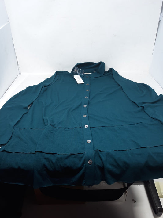 Soft Surroundings Shirt Womens 5/6 Teal Green Cettina Tunic Layered Hem