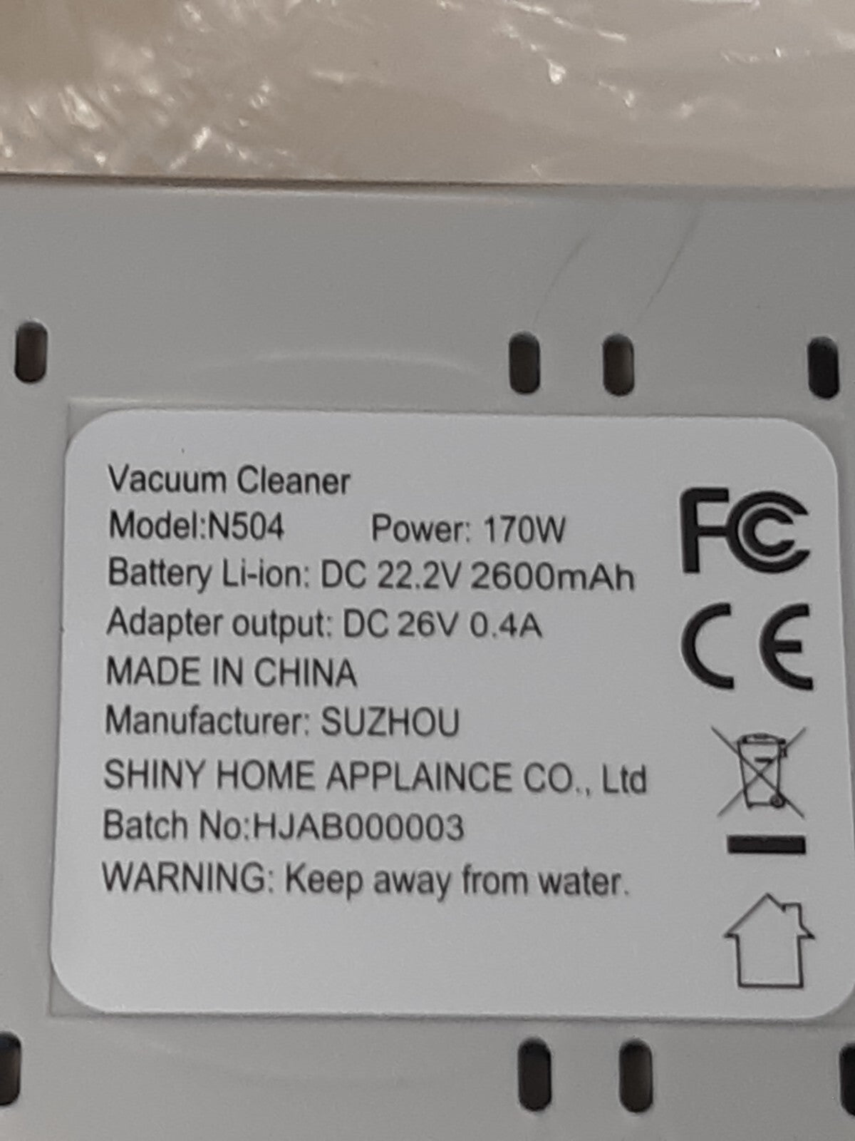 Shiny Home N504 Cordless Vacuum Cleaner - 170W, 22.2V Li-ion, Bagless