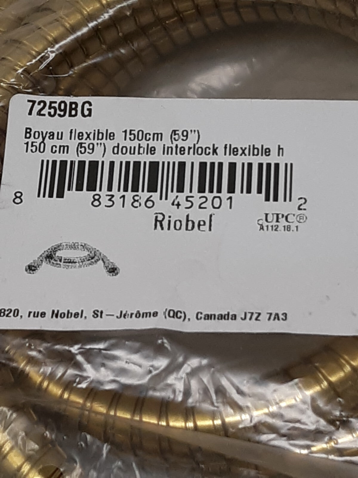 Riobel 59" Metal Shower Hose Brass 7259BG