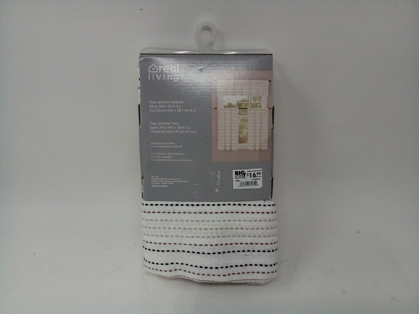 Real Living 3 Piece Tier & Valance Set (54"x14") /2 Tiers (27"x 36")
