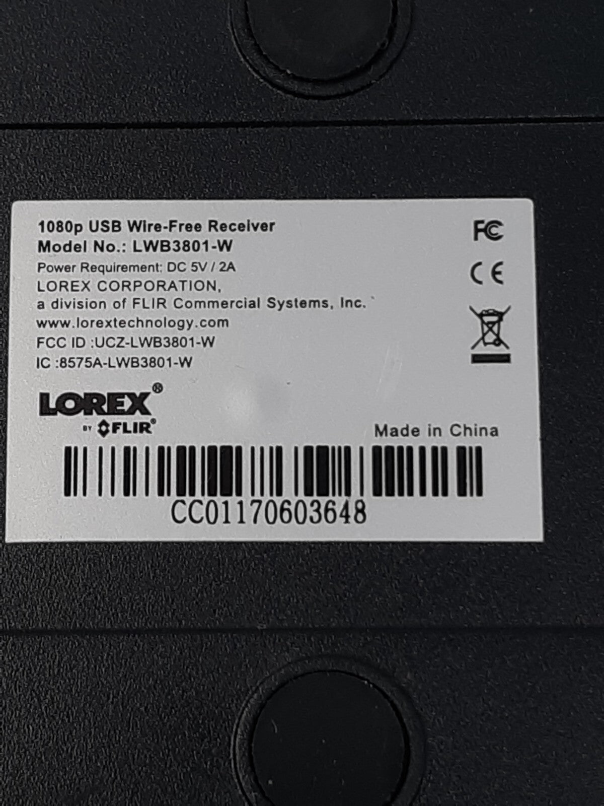 Lorex LWB3801-W 1080p Wireless Receiver for LHB906, 6 Channel (M. Ref)