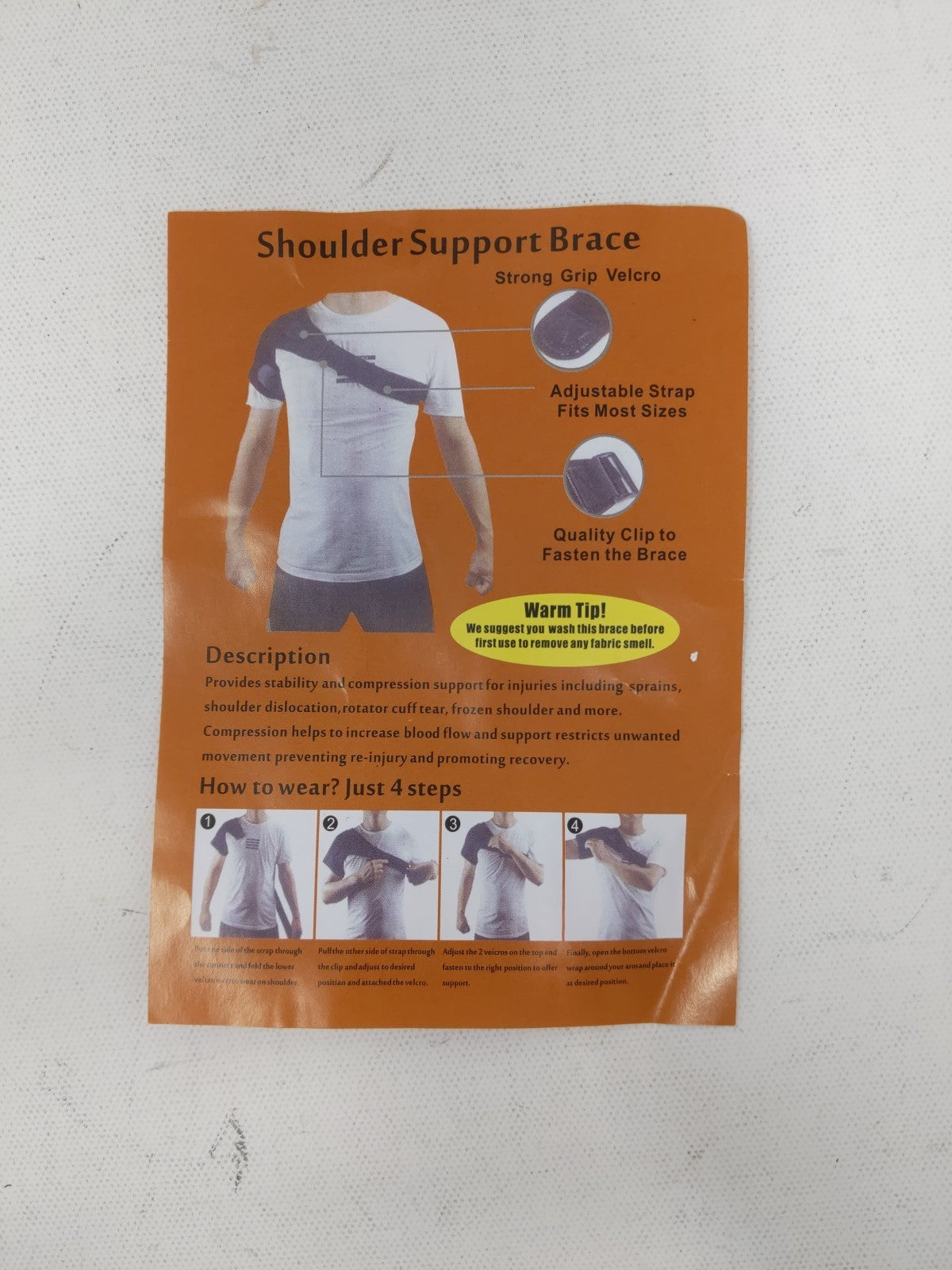 Shoulder Support Brace Adjustable Strap Fits Most Sizes