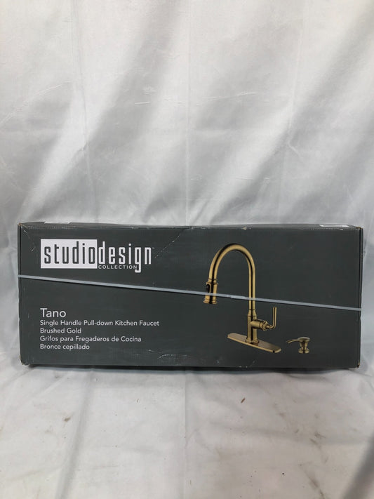Studio Design Collection Tano Kitchen Faucet ~ Single-Handle Pull-Down, Gold