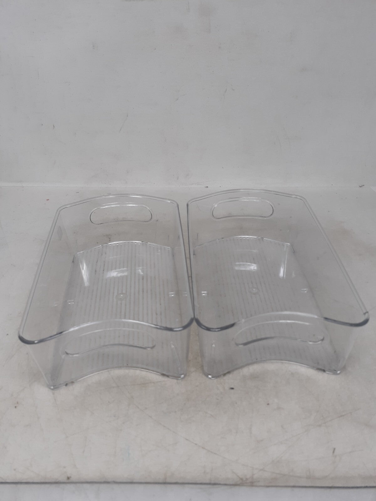 Lot of 2 Smart Design Stackable Clear Refrigerator Storage Bin 6" x 3" x 10"