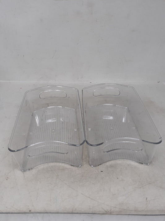 Lot of 2 Smart Design Stackable Clear Refrigerator Storage Bin 6" x 3" x 10"