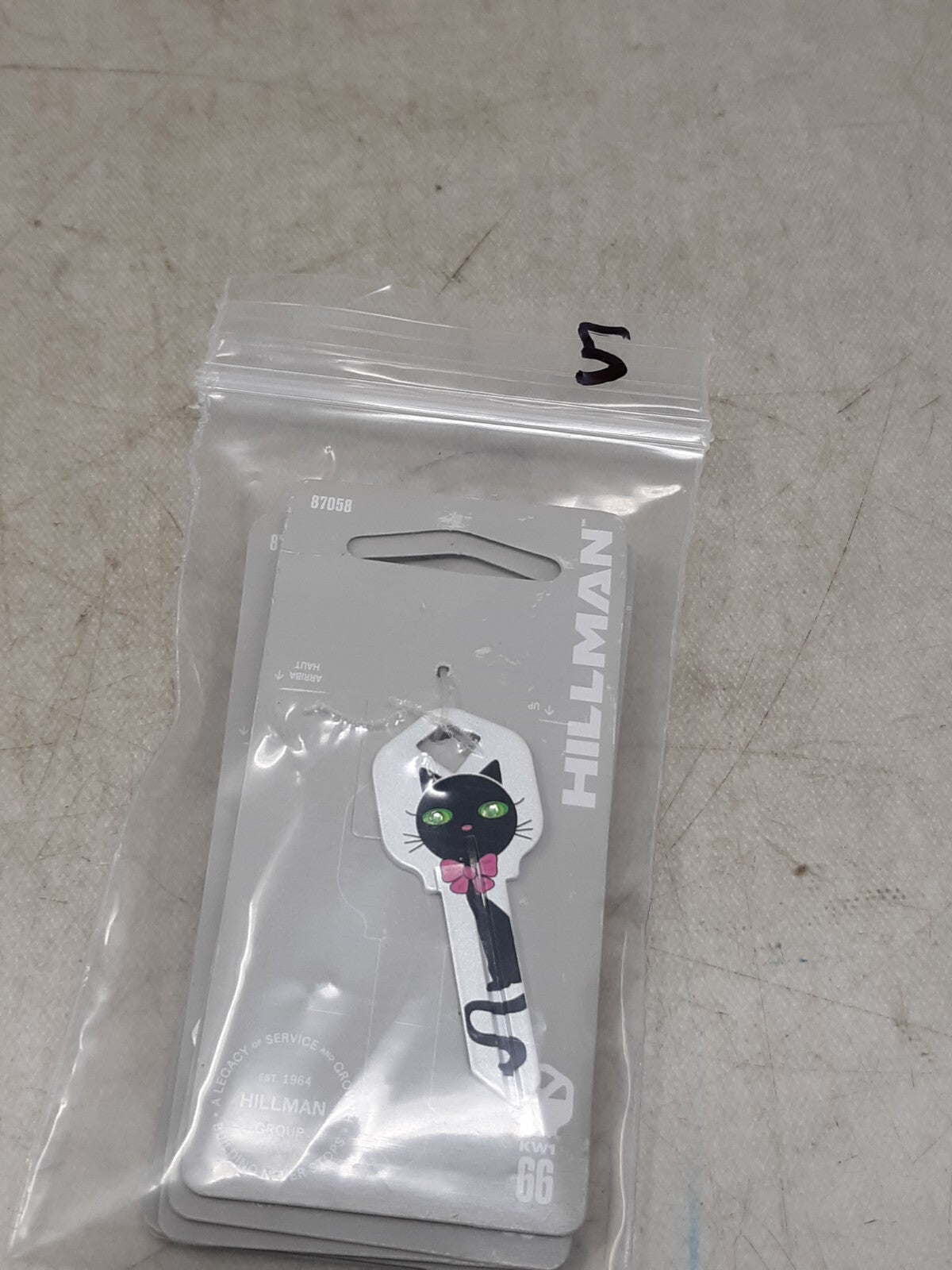 Lot of 5 Hillman #66 Key Blanks Diva Fashion House Keys Black Cat Design