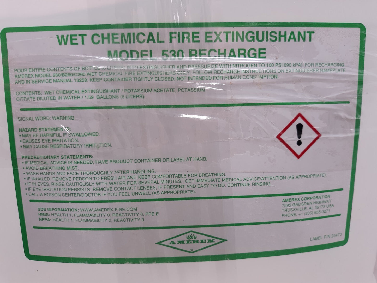 Amerex Wet Chemical Fire Extinguishant Model 350 Recharge Lot of 2 (260)