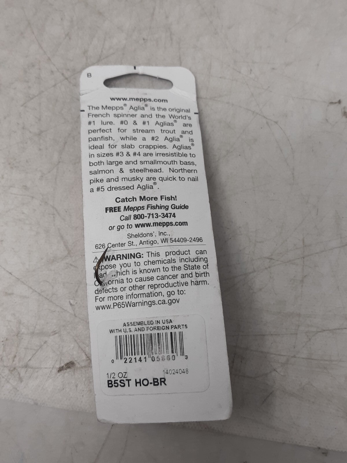 Mepps Aglia B5ST HO-BR Spinner Lure Size 5 1/2oz Treble Hook Hair Skirt USA