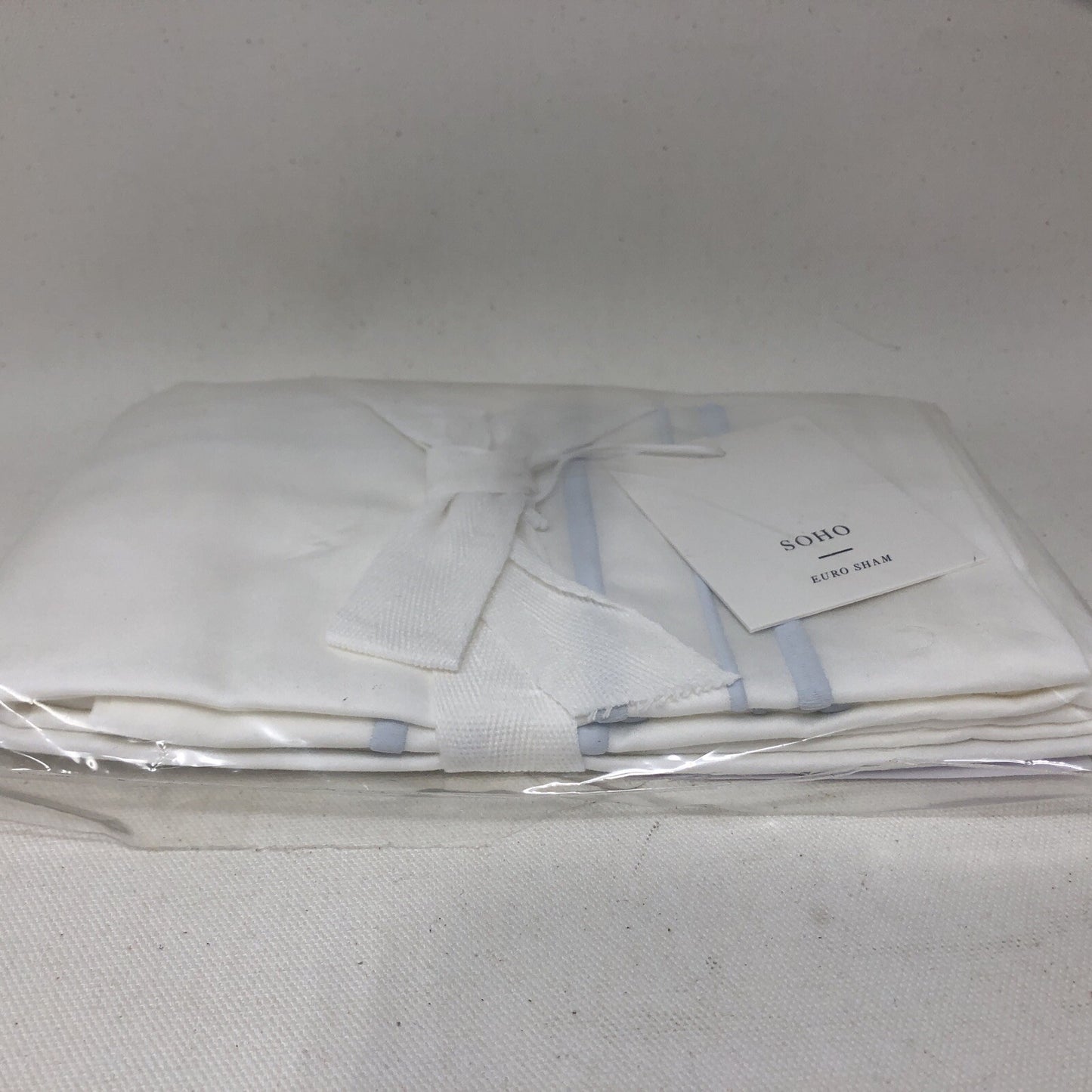 SOHO Top of Bed Euro Sham white with Sky Blue Accent DV277-ES 26in x 26in