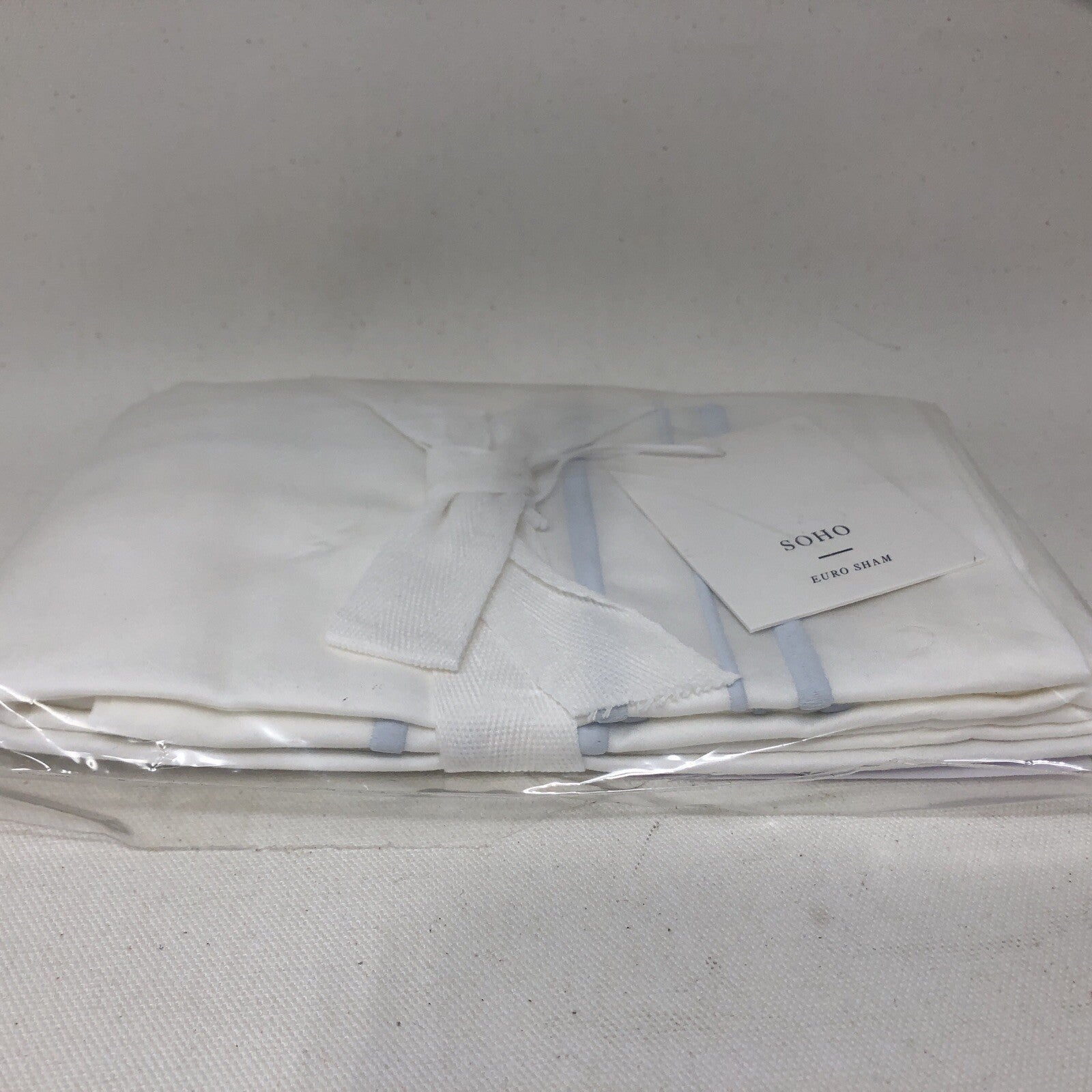 SOHO Top of Bed Euro Sham white with Sky Blue Accent DV277-ES 26in x 26in