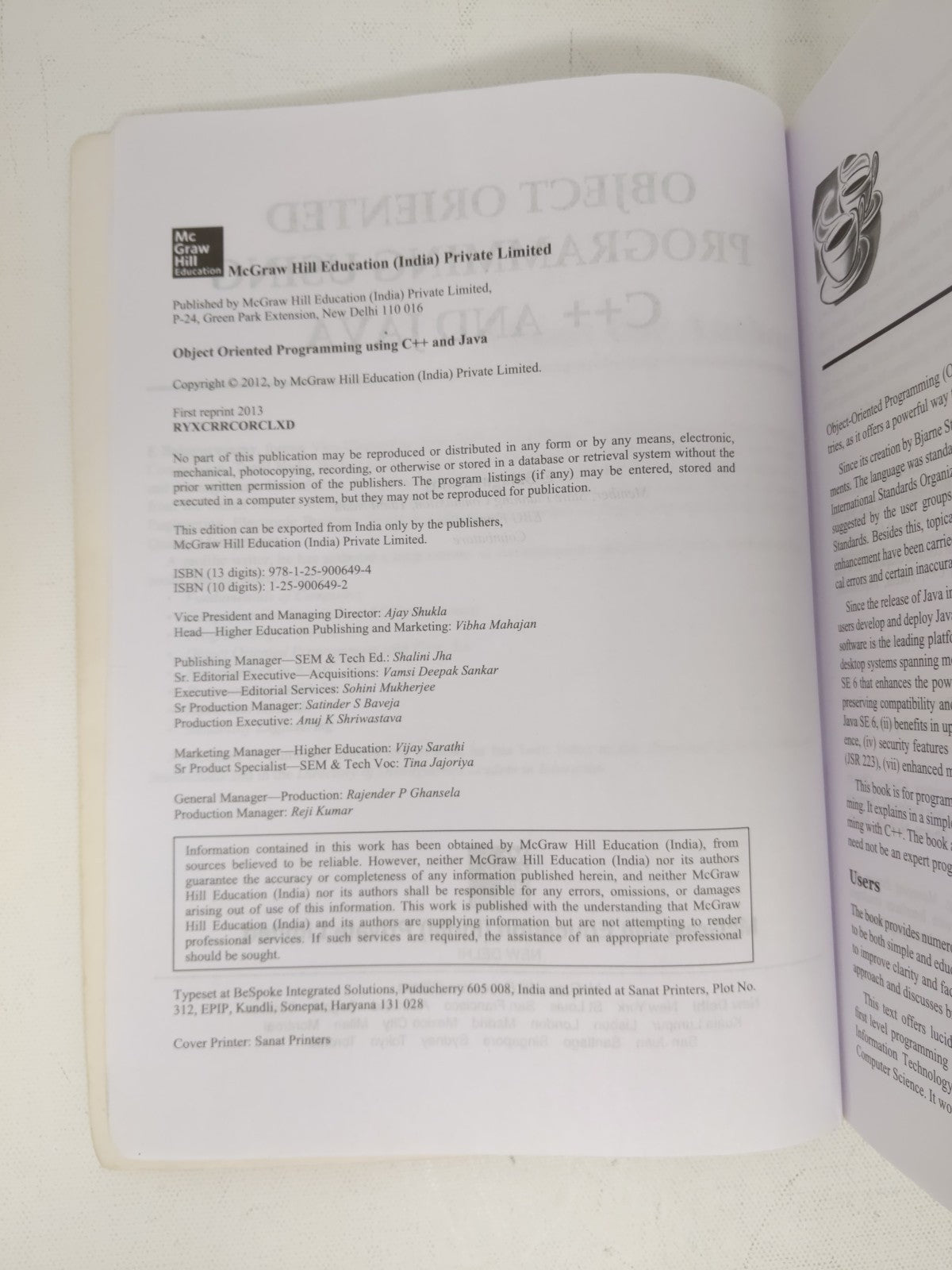 Object Oriented Programming Using C++ and JAVA Paperback