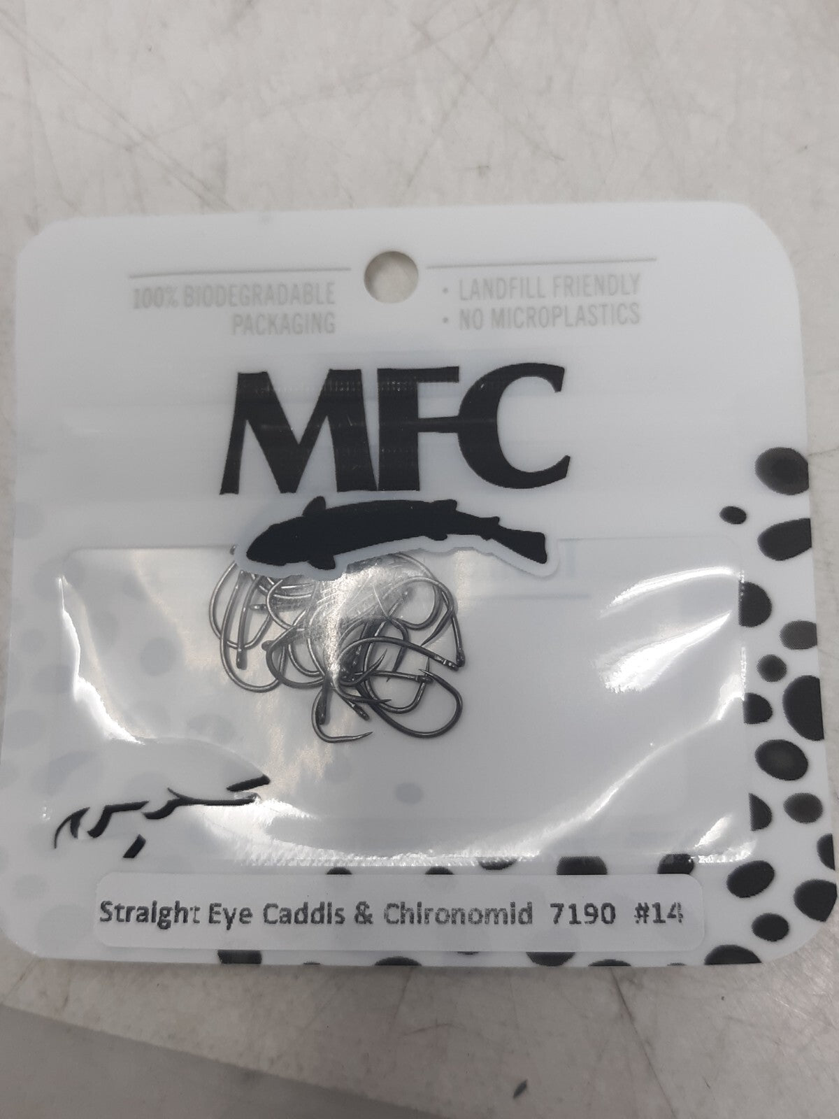 MFC Straight Eye Caddis Chironomid Hooks Size 14 Barbless 25-Pack 0-7190-14-25