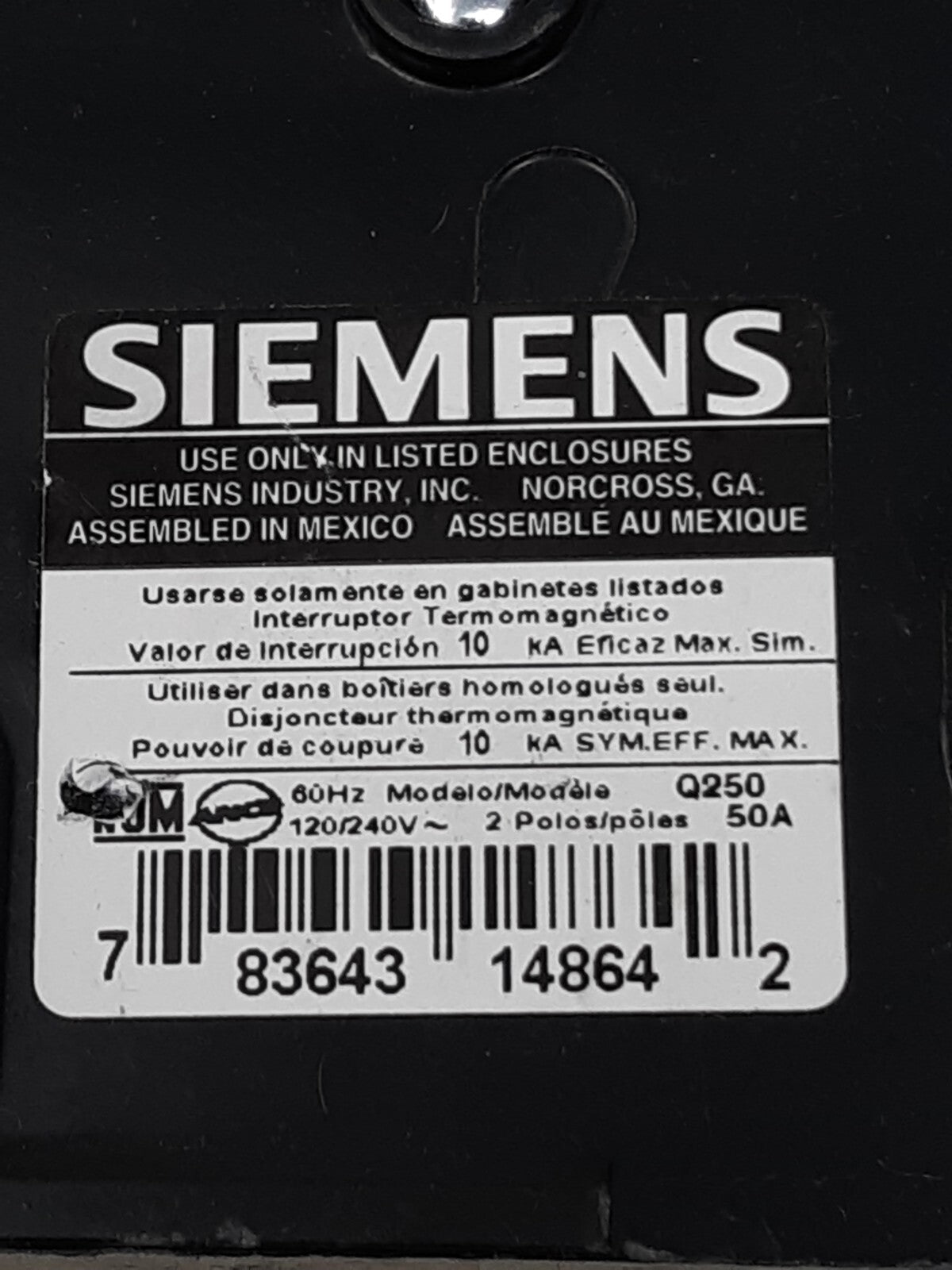 Siemens Q250 50-Amp 2 Pole 240-Volt Circuit Breaker