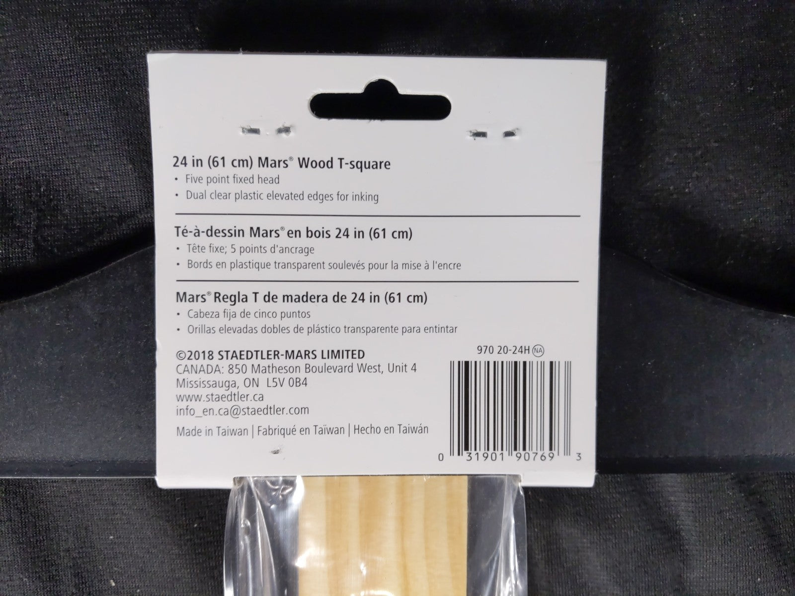 Staedtler Mars 970 20 24" Drafting Drawing T Square Wood w/ Clear Plastic Edge