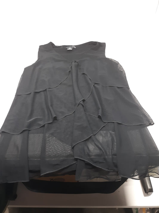 Michael Tyler Chic Tank Top Sheer Overlay Womens Small Black