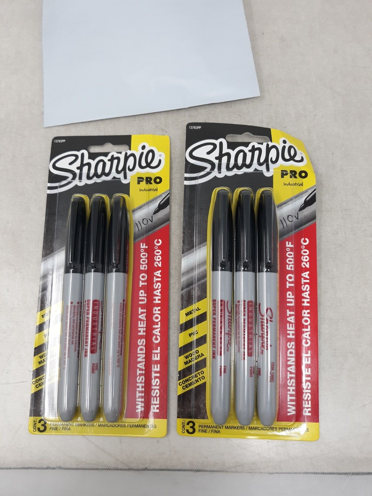 Sharpie 13763PP Industrial Fine tip Permanent Markers, Black - 2 Packs of 3