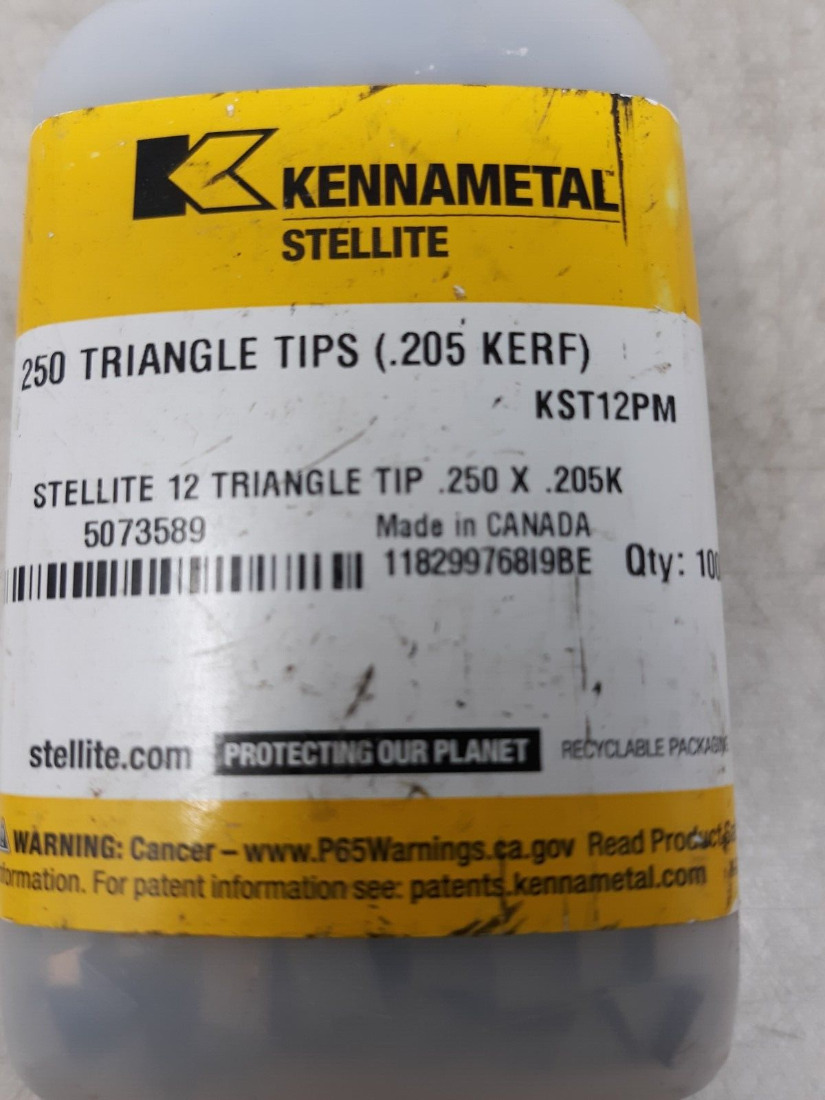 Kennametal 250 Triangle Tips 1000 Pack .205 KERF KST12PM 5073589 Solid Carbide