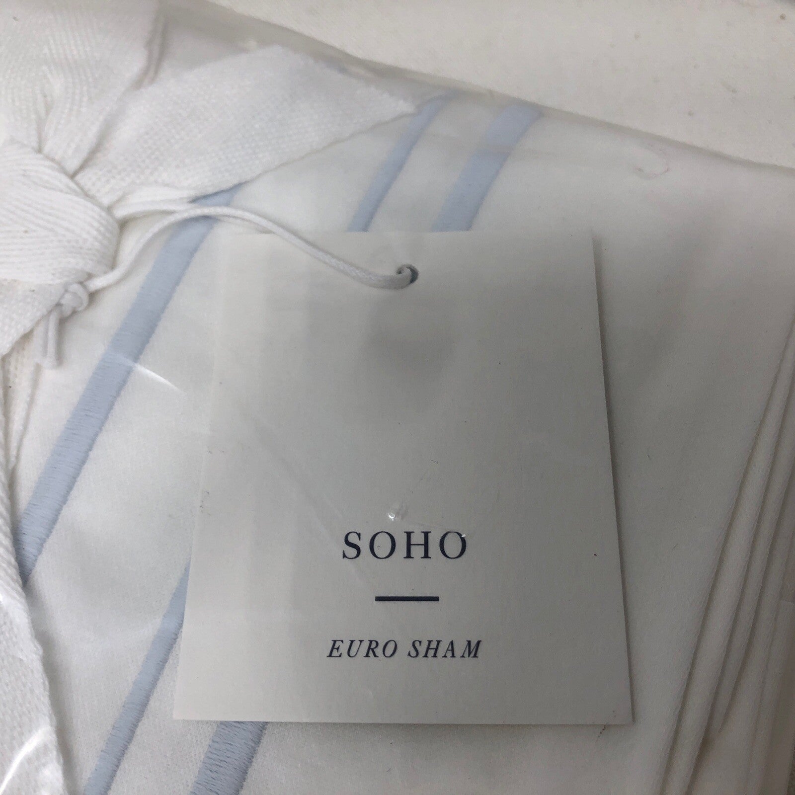 SOHO Top of Bed Euro Sham white with Sky Blue Accent DV277-ES 26in x 26in