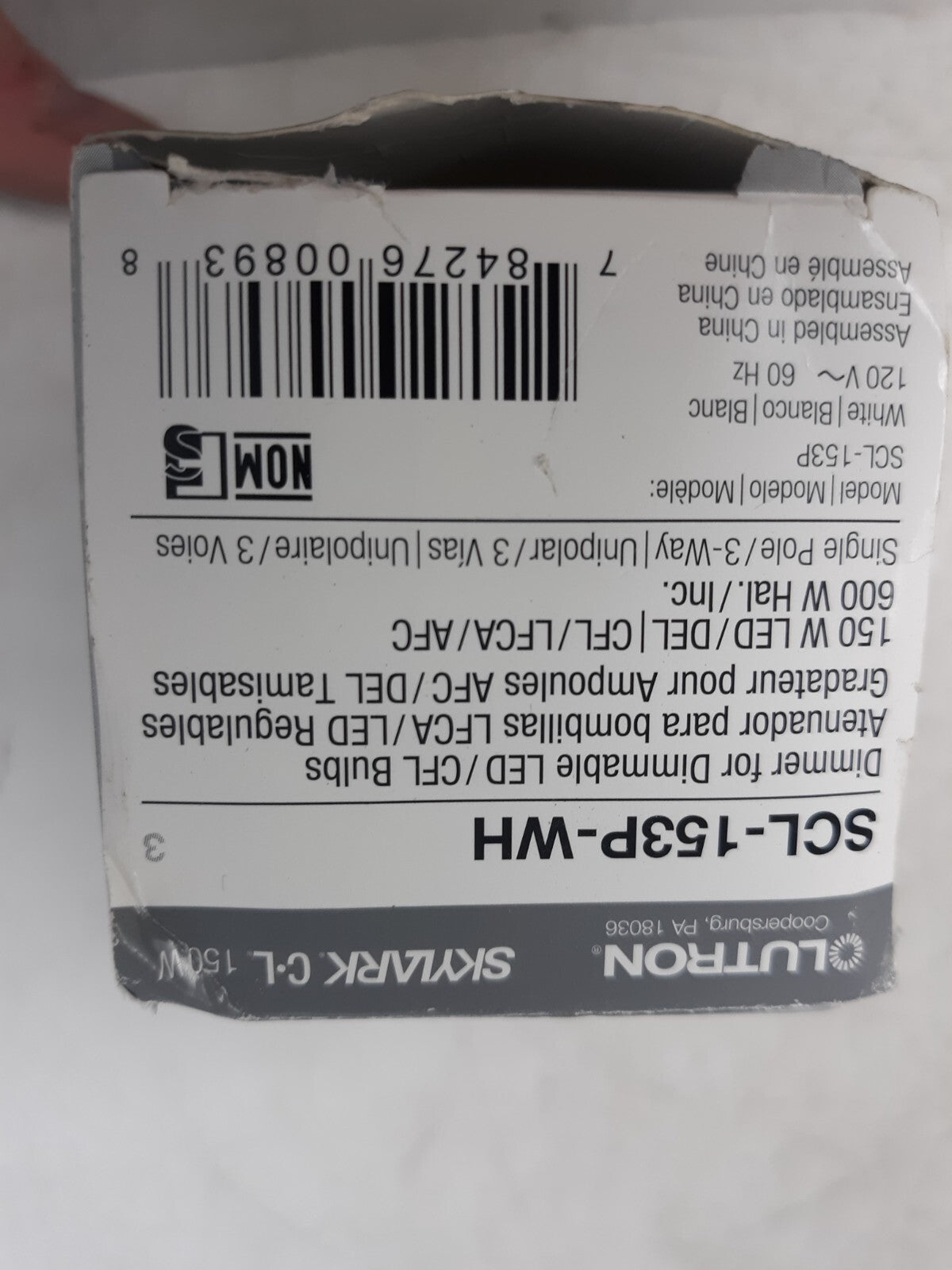 Lutron SCL-153P-WH Skylark C•L Dimmer Switch 150W LED/600W Incandescent