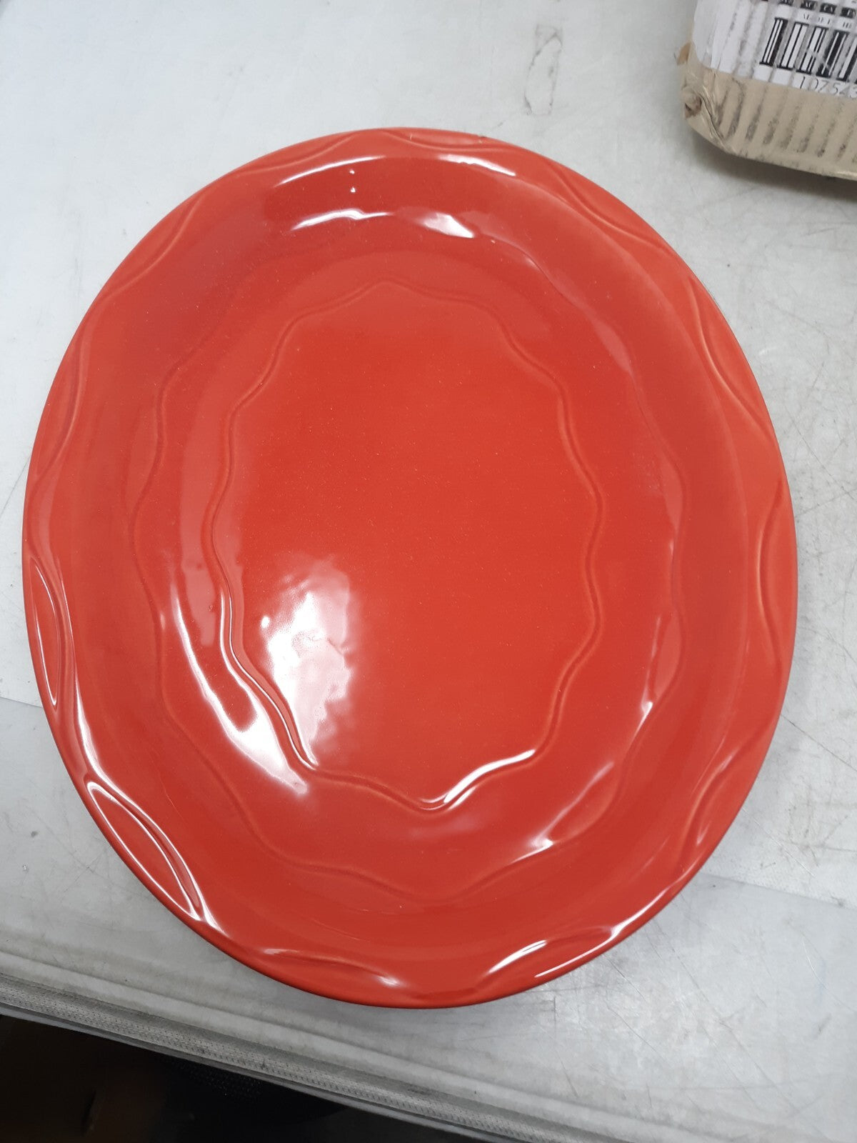 Libbey Cantina Cayenne Carved 10.25" Dinner Plates Set of 12 Red Stoneware 90303