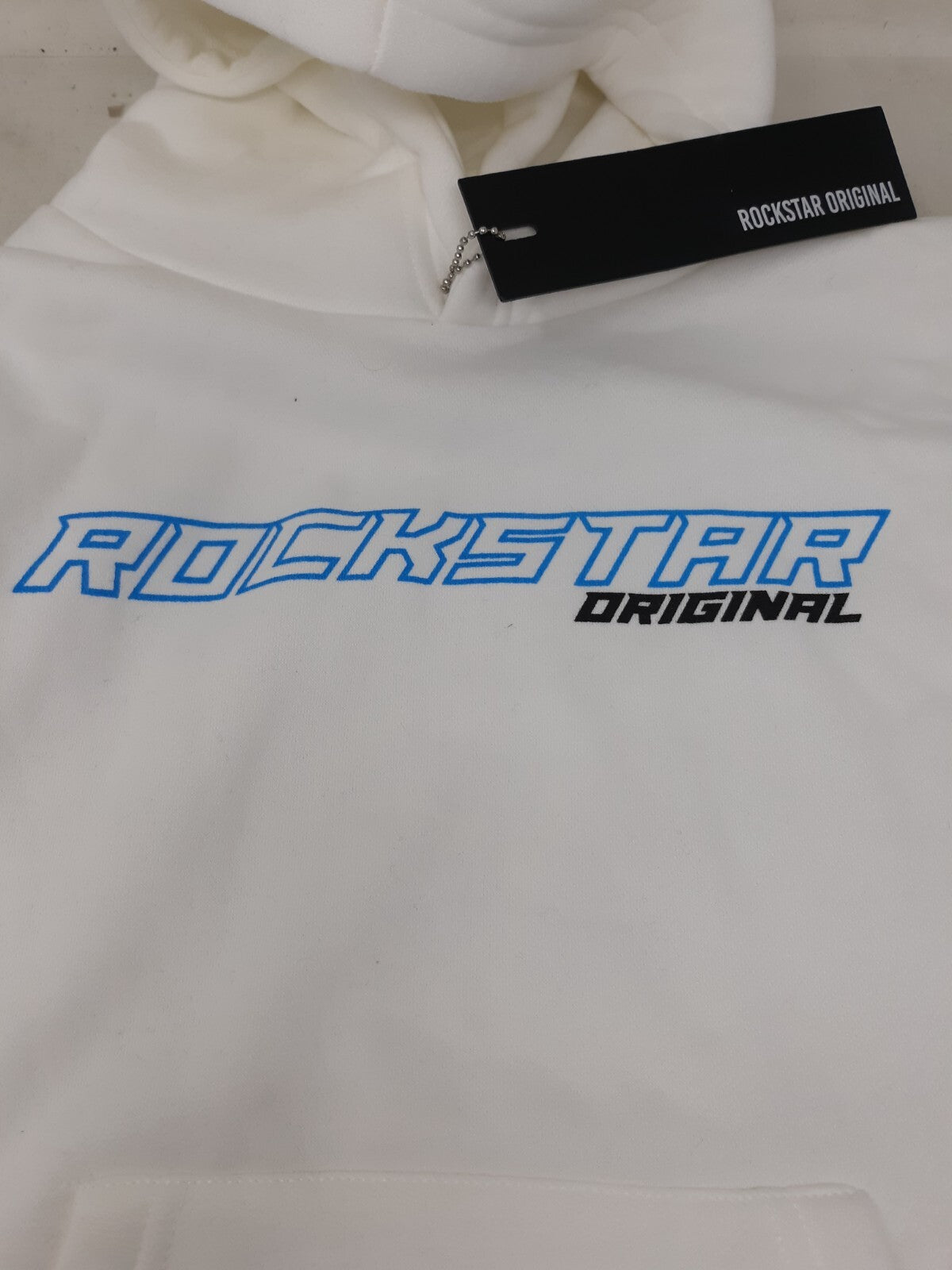 Rockstar Original Hoodie White Blue Splatter Size 8