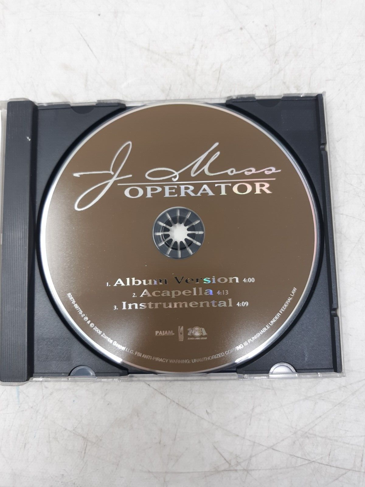 J Moss – Operator (CD Single, 2006) Promo Release PAJAM Zomba Gospel